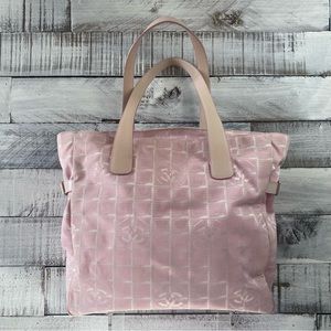 Chanel pink canvas tote with zipper top